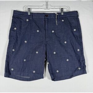 NWT J. Crew Chambray Chino Shorts Mens 38 Nautical Boat Steering Wheel Print 9"